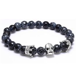 Pulsera de cuentas con cuentas para hombre, pulseras de casco espartano de caballero romano, abalorio de corona de piedra Natural, joyería para parejas, entrega directa 2 Dhr