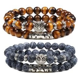 Pulsil fósil de tigre negro de lava con cuentas bead bead amuleto natural para hombre y joyería de yoga para mujeres