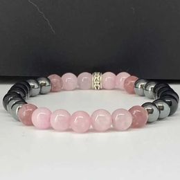 Kralen zwarte toermalijn hematiet roze kwarts lepidoliet armband/genezing depressie angst bescherming empatharmband 240423