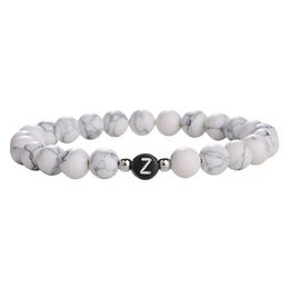 Perlé Noir Blanc Pierre Naturelle Perle Bracelet Avec 26 Lettres Az Diy Amitié Chanceux Couple Enfants Famille Cadeau Drop Delivery Bijoux Dhfsg