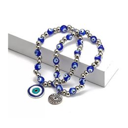 Perles bleues mauvais yeux perles brins bracelets de charme mode perles extensibles bracelet bracelets chanceux turc pendentif bijoux Dr Dhgarden Dhtlq
