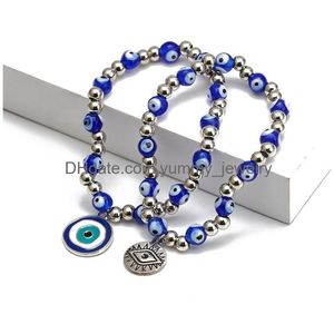 Kralen blauwe boze ogen kralen strengen bedelarmbanden mode stretch sierkralen armband armbanden geluk Turkse hanger sieraden Accesso Dhigx