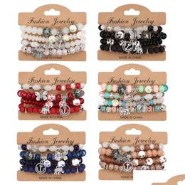 Perles Bohème Mode Bijoux Éléphant Pendentif Papillon Ancre Brins Bracelet À La Main Mti Couche Colorf Perles Charms Bracelets Dh1Qs