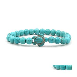 Kralen Boheemse eenvoudige stijl dames turquoise schildpad vulkanische stenen bedel armbanden bangle voor unisex mannen mode sieraden 14 stijlen dhjxv