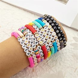 Pulsera con cuentas Estilo bohemio Conjunto de arcilla suave Pulsera Pulseras de abanico coloridas Conjuntos Regalo para amigos