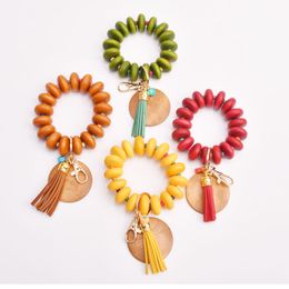 Keychains de bracelet perlé bricolage en croustilles de bois blanc clés de clés portables de la chaîne porte-clés portable de la chaîne porte-clés de629