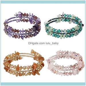 Kralen armbanden sieraden bebading strengen handgemaakte doe -het -zelf kristal kralen bangle multicirkle wikkelende stenen armband lente zomer strand sieraden d