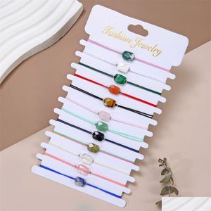 Kralen Gevlochten Touw Natuurlijke Edelsteen Armband Groene Amethist Rozenkwarts Kristal Armbanden Armbanden Voor Vrouwen Drop Levering J Dhgarden Dhpmr