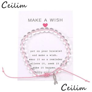 Perlé Bracelet De Sensibilisation Au Cancer Du Sein À La Main Bijoux En Pierre De L'océan Pour Les Femmes Transparent Naturel Et Signification Cadeau Drop Delivery Br Dhuyy