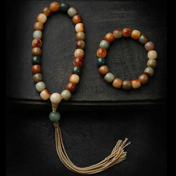 Bracelets à breloques perlés Charbon naturel couleur brûlée Bodhi graine perle Bracelet bracelets bouddha charme Tibet bouddhiste prière bois perles Mala Yoga bijoux 240129