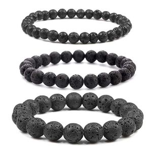 Bracelet charmant perlé perles de pierre naturelle 6/8/10 mm Volcano Lava Tiger Every Mens et bijoux pour femmes Pulsera Hombre