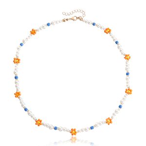 Collier ras du cou perlé Boho mignon coloré perles de rocaille collier de perles fleur fait à la main Y2K collier pour femmes adolescentes