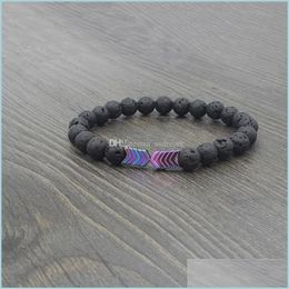 Perlé Colorf Flèche Strand Bracelet Lava Pierre Diffuseur D'huile Essentielle Bracelets Femmes Hommes Bijoux De Mode Cadeau Drop Livraison Dhwgu