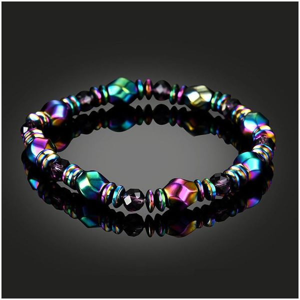Perles Colorf Bracelets de perles Bracelet magnétique Femmes Hématite Santé Arc-en-ciel Bracelet magnétique Charme pour Uni Hommes Main Drop Livraison Dh1Uj