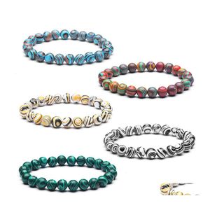 Perlé Colorf Charm Strand Hommes Bracelets 8Mm Pierre Naturelle Malachite Bracelets Pour Femmes Yoga Bijoux Drop Delivery Dhpxs