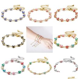 Perlé Colorf Evil Eye Strands Chaîne Bracelet Pour Femmes Classique En Acier Inoxydable Wrap Bracelet Femme Bijoux De Mode Cadeau Drop Deliver Dhv6G