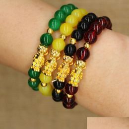 Kralen Colorf Natuursteen Strengen Armband Voor Vrouwen Mannen Kralen Armbanden Lava Agaat Quartz Chakra Yoga Armbanden Sieraden Geschenken Drop Dhk3R