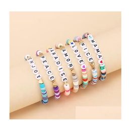 Colorf Polymer en argile argile perles Bracelet Ins Style Initial Bead Love Mama Bracelets for Summer Women Gift Drop Livrot OT9FD