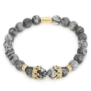 Perlé couronne bracelet à breloques Mascinas naturel marbre pierre perle élastique Yoga femmes hommes livraison directe 202 Dheiv