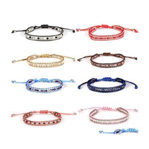 Pulsera de cristal con cuentas Hebras tejidas a mano creativas Hebras con cuentas Estilo bohemio Joyería de mano para mujeres Verano Color Gota Entrega Brace Dhz8O