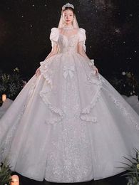 Kristallen kogel jurk trouwjurken bruidsjurken trouwjurken luxe kralen pailletten plus maat arabische luxe luxueuze woensjurken ontwerper Vestido de novias