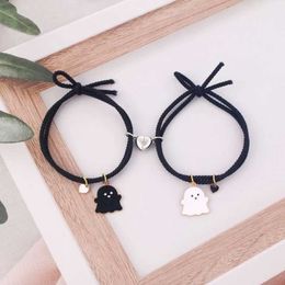 Kralen schattige spookparen armbanden Halloween snaar armband cadeau voor hem haar vriendin vriendje vriend verstelbare koord 240423