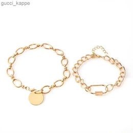 Perlé delysia king king womens 2pcs / set alliage rétro disque simple bracelet bracelet valentin day simplicity metal warse bracele