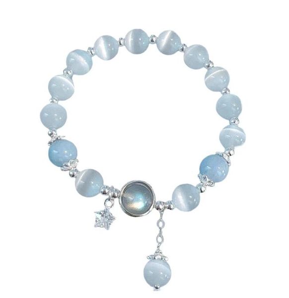 Perles Conception Bracelets Étoile Papillon Opale Aigue-Marine Pierre De Lune Cristal Femmes Bracelet Pour Fille Dames De Luxe Élastique 8Mm Perle Cha Otjou