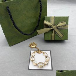 Braceuse en laiton en laiton double alphabet et cristal floral de la Saint-Valentin Cadeaux de Noël Drop livraison de bijoux bracelets dhrac