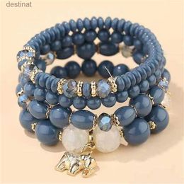 Beaded DIEZI nouveau coréen multicolore perles de cristal élastique corde bracelets pour femme éléphant Wrap brin Bracelet filles Pulseira FemininaL24213