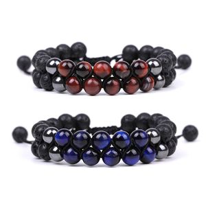 Kralen dubbele lagen groen rode tijger oogsteen streng gevlochten armband vrouwelijke genezende energie yoga voor mannen vrouwen sieraden geschenk dhgarden dh14c