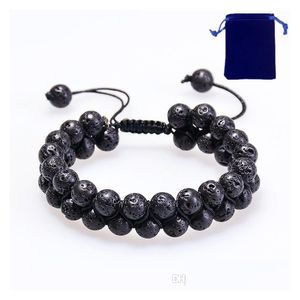 Kralen dubbele geweven kralen armband mannen en vrouwen 8mm tijger eye lava rock kralen elastische natuursteen agaat cadeauzakje drop levering j dh1jo