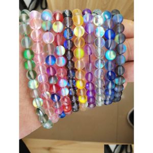 Kralen elastische zeemeermin glazen armbanden boho vergulde colorf kralen armband steen voor vrouwelijke sieraden geschenken drop levering dh235