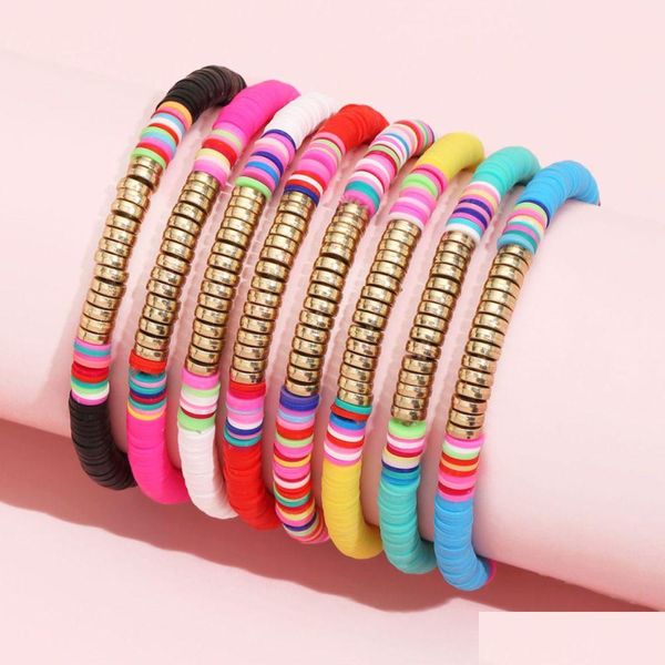 Perlé Ethinc Bracelets Empilables Pour Femmes Élastique Colorf Argile Douce Y Perles À La Mode Chaîne Bracelet Femme Bohème Drop Delivery Dh4Sc