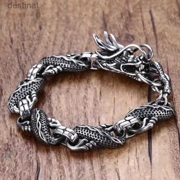 Pulsera de dragón de viento étnico con cuentas, brazalete de dragón Chapado en plata Vintage, joyería para motociclismo para hombre, GiftL24213