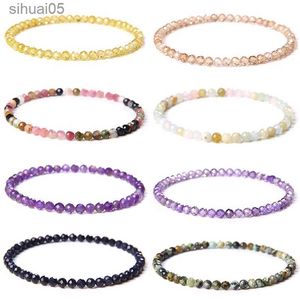 Perles à facettes Zircon perles bracelets pour femme hommes 4MM cristal Tourmaline rose opale Bracelet extensible minuscules Mini bracelets bijoux de mode YQ240226