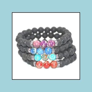 Perles de mode 8mm naturel noir pierre de lave perles Chakra Bracelet bricolage diffuseur d'huile essentielle pour les femmes Yoga bijoux livraison directe soutien-gorge Ot5Db