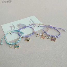 Perles De Mode Papillon Charmes Bracelets En Cristal Femmes Bracelets De Perles Bracelets Faits À La Main Bracelet Réglable Amis Cadeaux YQ240226