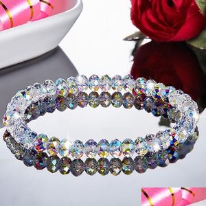 Perlé Mode Colorf 6mm Autriche Cristal Brins Bracelets Corde Distance Bracelet À La Main Wrap Pour Femmes Filles Drop Livraison Bijoux Dhsp7