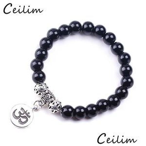 Kralen mode natuursteen kralen matte onyx geweven armband armband knabkles haling nce gebed voor vrouwen mannen sieraden geschenk groothandel dhgarden dh8xn