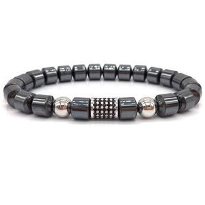 Perlé Mode Nouveaux Hommes Bracelet 8mm Cylindre Hématite Perle Charme Bracelet Marque Bijoux Cadeau Psera Hombres Drop Livraison Bracel Dhgarden Dhknl