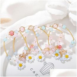 Bracelet de perles de cristal doux de mode perlée pour femmes filles taille réglable Colorf Daisy pendentif bracelets bijoux cadeau goutte de Otrzg