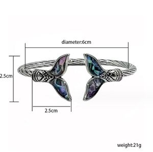 Kralen Mode Trendy Sier Kleur Fishtail Emaille Ontwerp Verstelbare Armband Voor Vrouwen Opening Colorf Zeemeermin Staart Bangle Drop Leveren Otoxg