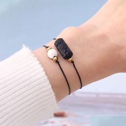 Perlé Amitié Strand Bracelet Ensembles Pierre De Lave Charme Chaîne Tressée Bracelets Pour Femmes Et Hommes Mode Bijoux Drop Delivery Dhhvj