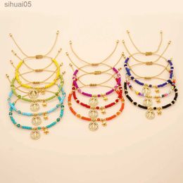 Con cuentas Go2boho 18K chapado en oro semilla cuentas de vidrio pulsera protección Jesús estrella colgante hecho a mano joyería de cristal ajustable para mujeres YQ240226