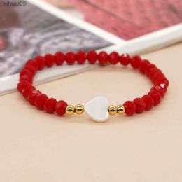 Perlé Go2boho rouge rose cristal perle coquille coeur bracelets pour femme été mode bijoux meilleur ami petite amie cadeau YQ240226
