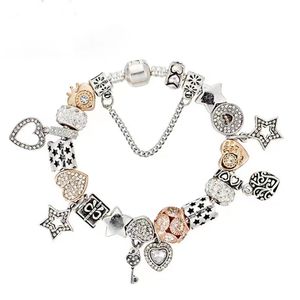 Beaded Hand Chain Charm Armband Star Charms Kralen Fit voor Pandora 925 Silver Armbanden Sleutel Pandant DIY Accessoires Sieraden