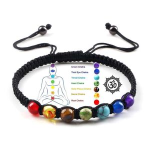 Kralen handgemaakte 7 chakra bead armband met 6 mm natuursteen snaar geweven yoga spirituele therapiebalans en meditatie geschenk