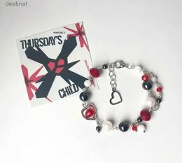 Kralen handgemaakte kralenarmband |TXT Thursdays Kindgeïnspireerde kralenarmband |KPOP-sieraden |moa cadeau |rode en zwarte edelsteenL24213