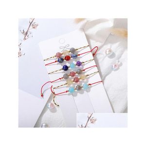 Gerichte handgemaakte Lucky Red Rope String Bracelet Natural Stone Bead Moonstone For Women Friendship Gift Sieraden Drop levering B DHGARDEN DHWTI